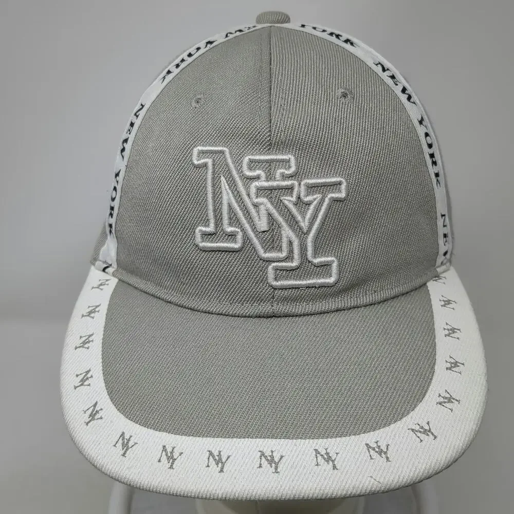 Gray Baseball Cap One Size NY New York Logo Taping Strapback Hat Embroidered